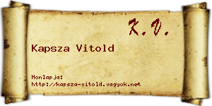 Kapsza Vitold névjegykártya